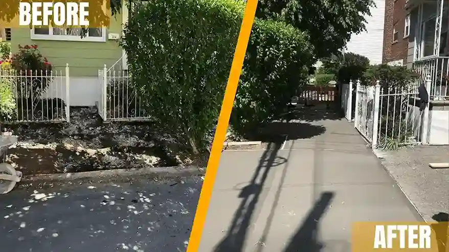 damages sidewalk is being prepared and the results domonstrated in the image in nyc